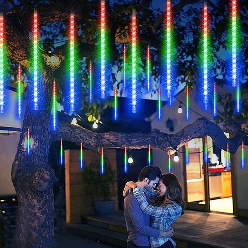360° Solar LED Rain Shower Tree String Lights 8 Tubes Garden Xmas Party Decor - Picture 35 of 36