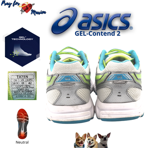 Asics US 10 Gel Contend 2 T475N White Silver Blue Running Shoes - Picture 3 of 7