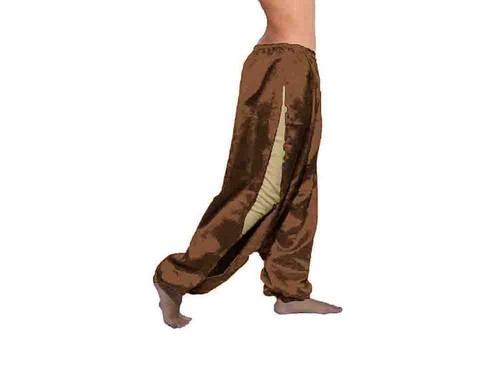 Satin Haremshose 2 Seitenschlitze/Schnitt Damenbekleidung Knöchelschlitz Pantaloons Hose - Bild 5 von 36