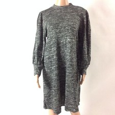Loft F35 Womens Sweater Dress Knit Mock Neck Long Sleeve Gray Size L New
