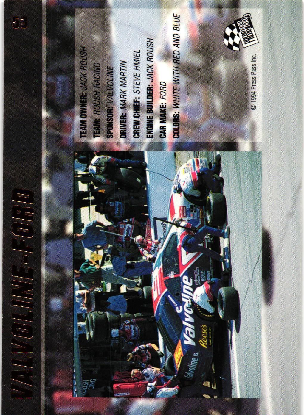 1994 Press Pass VIP Auto NASCAR Racing Card 1-100 You Pick for Set - Picture 107 of 201