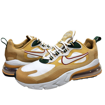NIKE Air Max 270 React Reggae Sz 9.5 Club Gold/Flat Gold/Wheat/Bone AO4971-700