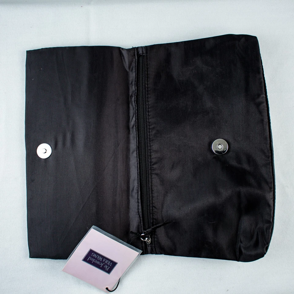 VERA WANG Nuevo Negro Jems Tachonado Mujeres Rectángulo Muñequera Bolso sin asas Cartera Bolsillo Foto 3 de 4