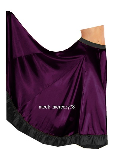 Satin 12 Yard Skirt Flared Ankle Length Skirt Dance Perfomance Plus Size S58 - Picture 43 of 47