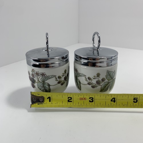 Royal Worcester "LAVINIA" Porcelain Egg Coddler Set 2 Single Berries Flowers Box - Picture 10 of 12