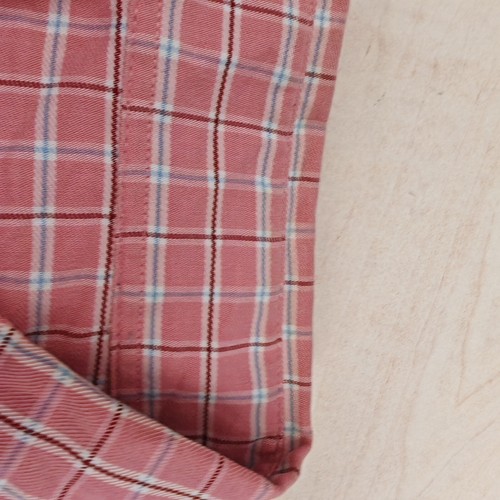 Pierre Cardin Shirt Mens Large Red Pink Check Long Sleeve Cotton Regular Vintage - Picture 7 of 8
