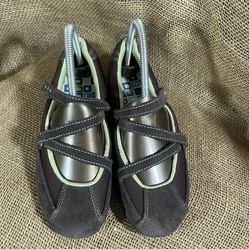 LL Bean Girl's Brown Comfort Suede Mary Jane Shoe Cross Strap Size 4 - Picture 4 of 10