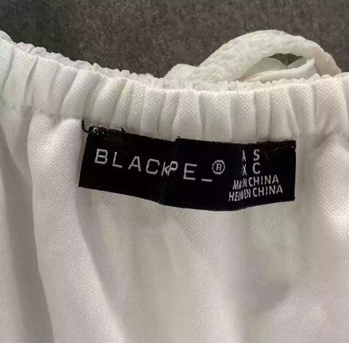 NWT BLACK TAPE_ Women's White Puff-Sleeve Square Neck Tiered Midi Dress SZ S - Picture 7 of 12