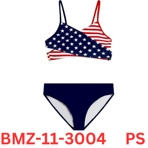 Kanu Surf Girls' Coral Reef Beach Bikini 2 Swimsuit, America Red/White/Blue, 6 - Picture 1 of 3