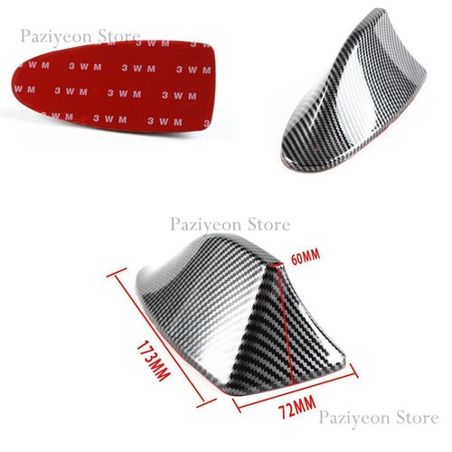 Carbon Fiber Black Shark Fin Roof Antenna Aerial FM/AM Decor Car Trim Universal - Foto 9 di 10