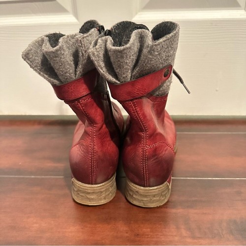 Size 39 (8.5/9) Rieker Burgundy Lace Up Combat Boots - Picture 4 of 6
