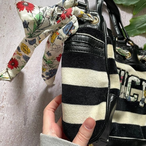 VINTAGE Y2K JUICY COUTURE CUTE STRIPED VELOUR BAG - Picture 4 of 9