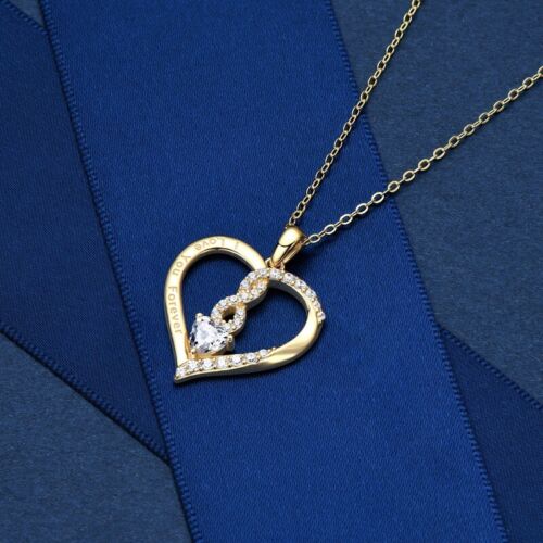 Pendant Necklace Sterling Silver-14K Gold Plated Heart Shape with 5A CZ Quality - Picture 3 of 5