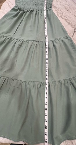 Women’s Ruffled/Tiered Sage Green Sundress One Shoulder Elastic Top Sz Small NWT - Picture 12 of 24