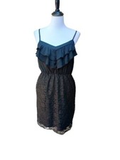 Xhilaration Little Black Dress SIZE MEDIUM Ruffles Lace Spaghetti Straps Mini