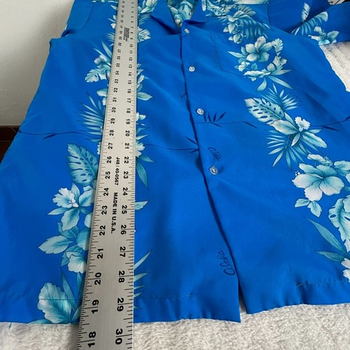 Winnie Fashion Men's Floral Short Sleeve Collared Button Up Shirt Blue Large - Picture 7 of 7