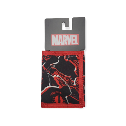 Marvel Spider- Man Tri-Fold Nylon Canvas Screen Print Wallet Black/Red Age 14+ - Picture 1 of 5