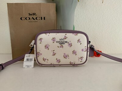 #ad #ad NWT COACH CBA70 Mini Jamie Camera Bag w Flora Print Canvas amp; Leather Chalk multi