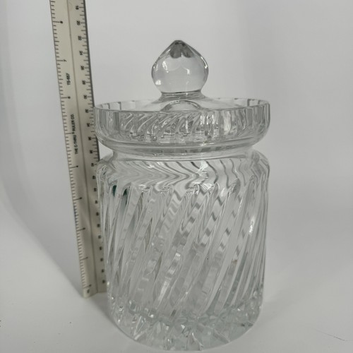 Vintage Crystal Swirl Pattern Biscuit Barrel, Cookie Jar, Glass Candy Jar - Picture 13 of 13