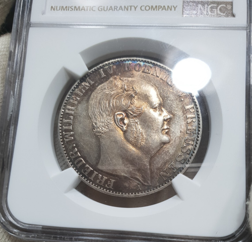 NGC Prussia 1 Thaler MS 61 1859 Silver Coin Unc Portrait Germany Large Head - Picture 6 of 10