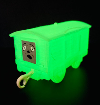 Thomas & Friends  Trackmaster  CUSTOM Green Glow In Dark Box Car Train  Read