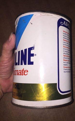 Vintage Valvoline Paper 1Qt 20W50 Motor Oil Can Full NOS GC Garage Shop Decor - Picture 2 of 8