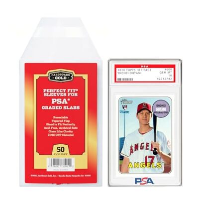 Cardboard Gold PSA Graded Card Sleeves   50 Count  Assorted Sizes , Styles 