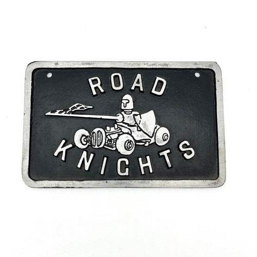 Rare Vintage Road Knights Cast Aluminum Plaque Automotive Garage Decor Car Club