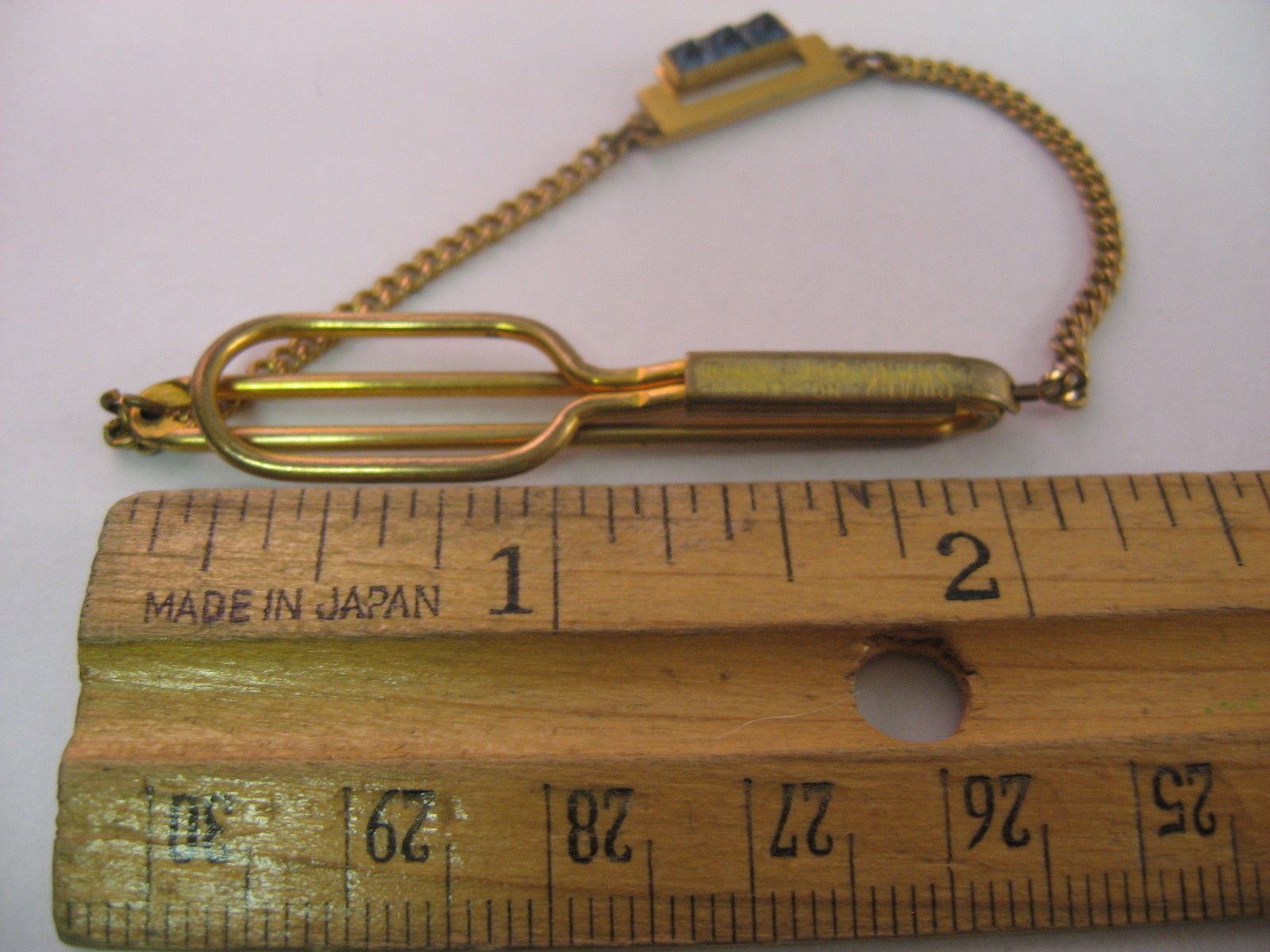 Rare ART DECO TRIPLE BLUE JEWEL Vintage Mens Tie Bar … Gem