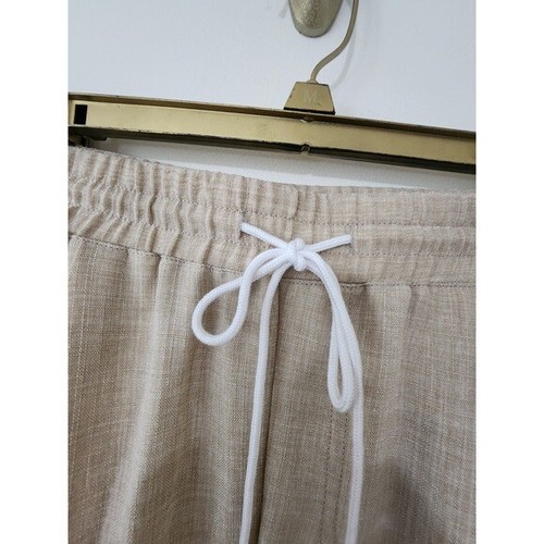 NWT Women's Cargo DrawstringStraight Leg Pants Khaki Casual Loose Lightweight - Picture 3 of 11