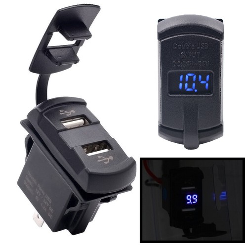 Power Socket 12-24V Dual USB Plug Outlet Voltmeter Power Socket Car - 第 3/12 張圖片