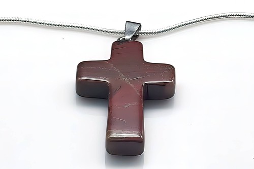 Red Jasper Cross Necklace 1.6 inch Cross Charm - Picture 5 of 11