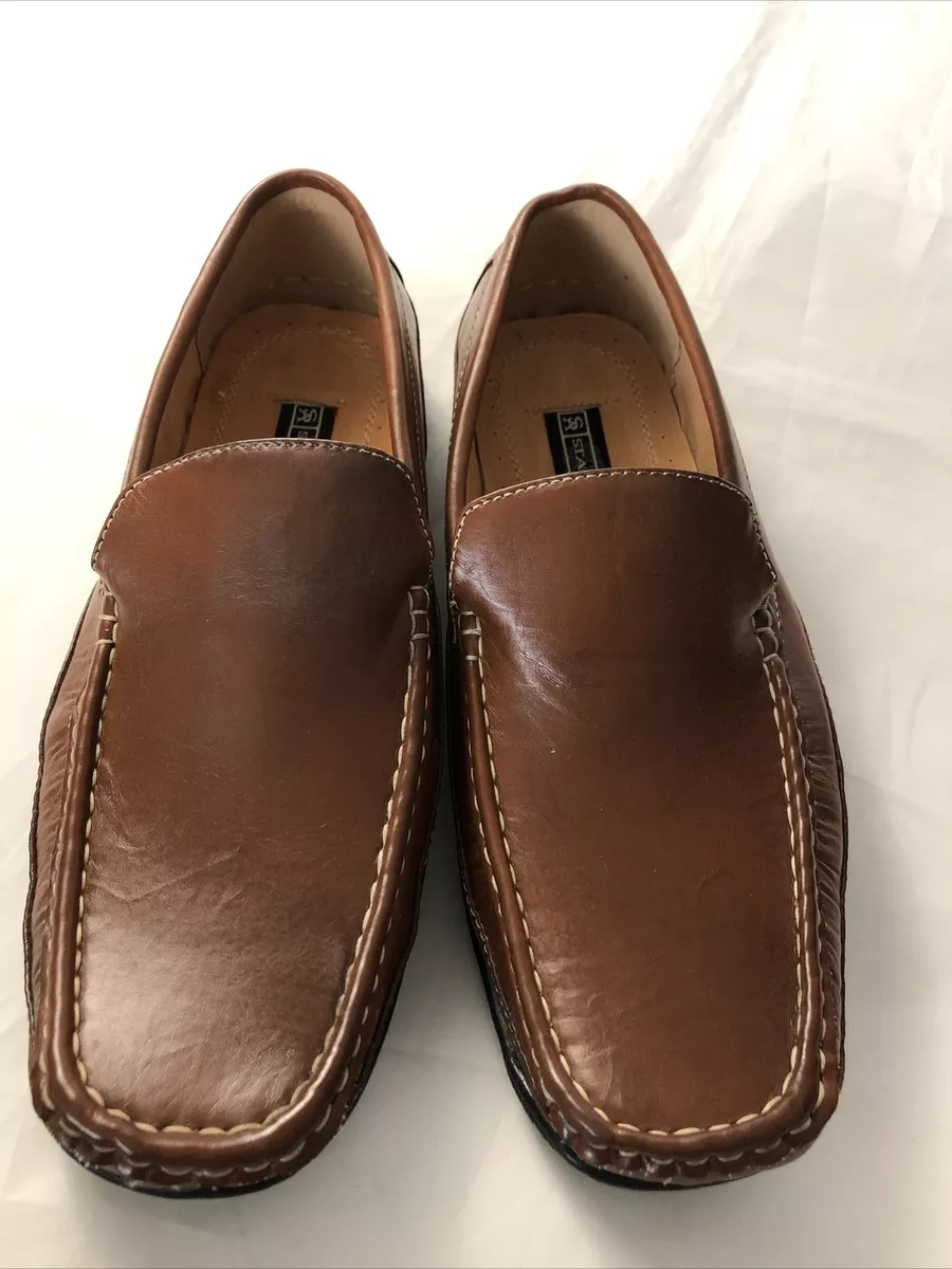 Stacy Adams Mens Suede Driving Loafers Size 10.5 M Brown Slip On Leather Shoes