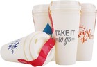 8 Coffee Cups & Lids, REUSABLE Premium Plastic. Assorted Among Prints. 17oz EACH