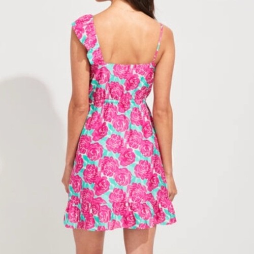 Vineyard Vines Kentucky Derby Painted Rose Ruffle Dress Sleeveless Size 4 NWT - Picture 3 of 16
