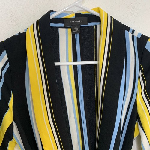 Halogen Damen Streifen weich Tie Taille vorne offen Langarm Wickelbluse Gr. XS - Bild 4 von 9