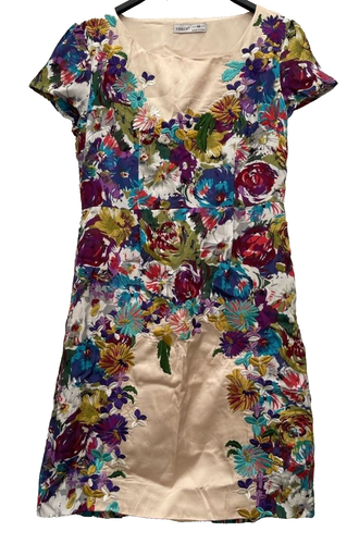 YBKCP women’s floral embroidered silk short sleeve mini dress