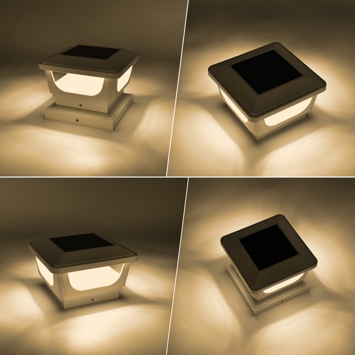 4 Stück LED Garten Kappe Quadrat Landschaft Zaun Lampen Solarbetrieben Deck Pfosten Leuchten - Bild 11 von 16