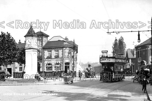 Jgg-70 Street View And Clock Tower, Thornton Heath, Surrey 1923. Photo