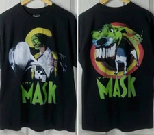 The Mask Movie Dinosaur Rare design Black T shirt 2 sided tee NH20831