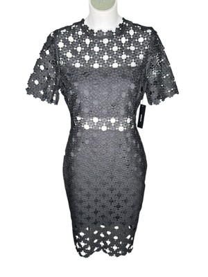 Lulus Heartfelt Crochet Lace Bodycon Midi Dress Black Dress NWT