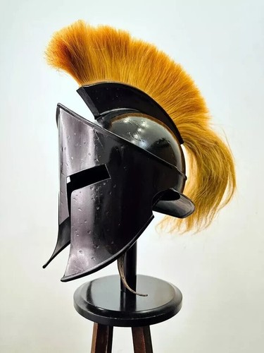 300 Spartan Helmet | Black Eddition Medieval Steel Helmet With Inner Linner - Picture 3 of 8