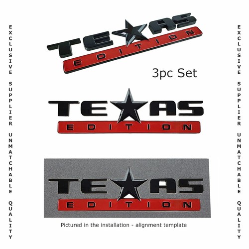 3PC 3D TEXAS EDITION EMBLEM RED BLACK CHEVY SILVERADO SIERRA TRUCK UNIVERSAL - Bild 1 von 5