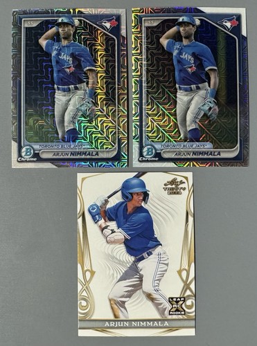 3- 2024 Bowman Chrome Arjun Nimmala 2 Mega Box Mojo Refractor #BCP-199 2023 Leaf