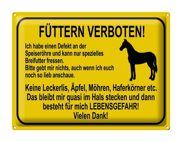 Blechschild Hinweis 40X30 Cm FüTtern Verboten Pferde Metall Deko Schild Tin Sign-image