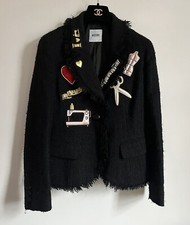 Moschino Vintage | Black Tweed Boucle Jacket W/ Appliqués | Excellent | M