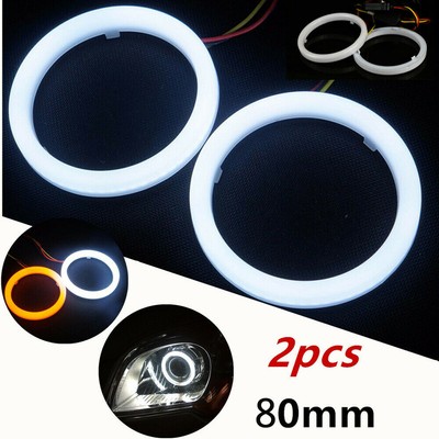 80MM 1-Pair White 80MM 63SMD COB LED Headlight Angel Eyes Bulb Halo Ring Lamp Light with Housing YSY 80MM 1-Pair White 80MM 63SMD COB LED Headlight Angel Eyes Bulb Halo Ring Lamp Light with Housing YSY