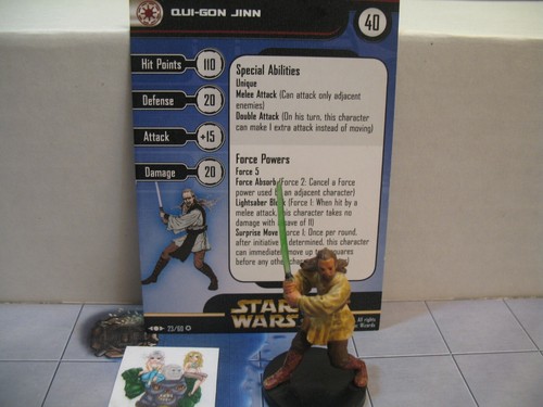 =Star Wars Miniaturen CLONE STRIKE Qui-Gon Jinn 23/60 mit Karte=