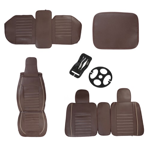 Front Rear 5-Sits PU Leather Seat Cover Full Coverage Protection Pad For Toyota - Picture 12 of 14