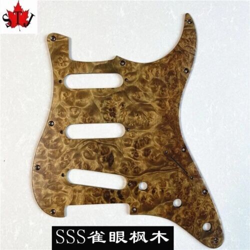 Bird s eye wood hand made 11 Holes Sollid wood 3 Ply Electric GUITAR Pickguard - Picture 1 of 1